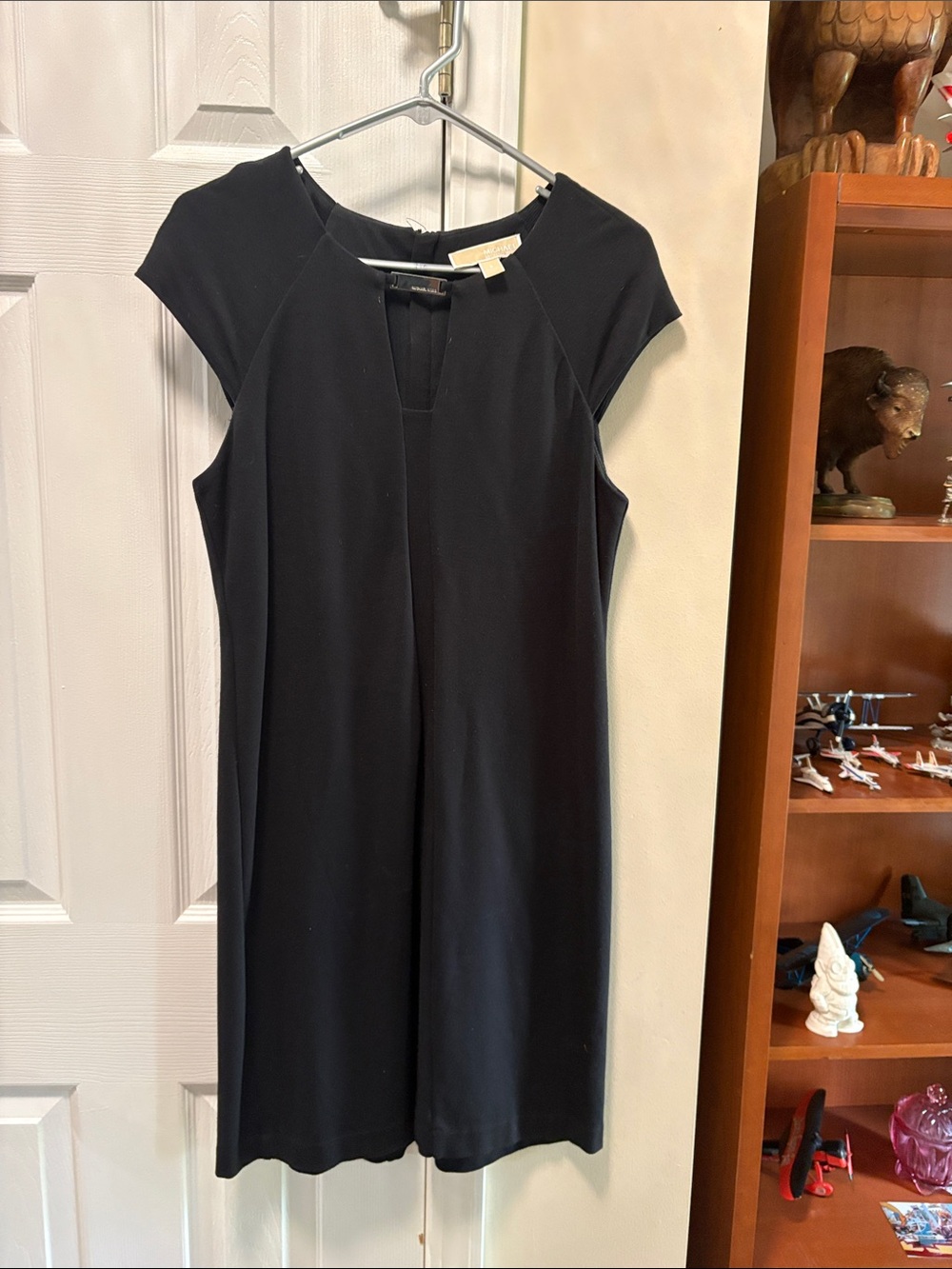 Michael Kors Black Cap-Sleeve Midi Dress